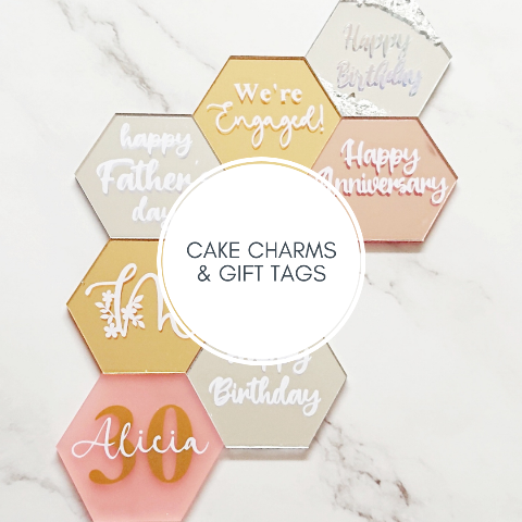 Acrylic Cake Charm, Acrylic Gift Tag, Custom Cake Charm, Custom Gift Tag